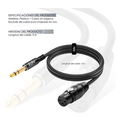 Cable Jack 6.35 Macho A Xlr Macho Microfono Ts Hifi 24k Soku