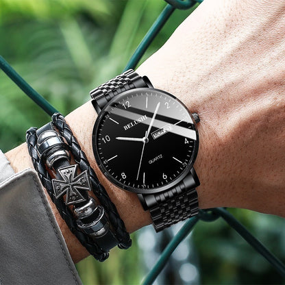 Reloj Hombre Inoxidable Fluorecente Resistente Agua 3 Bar Bs