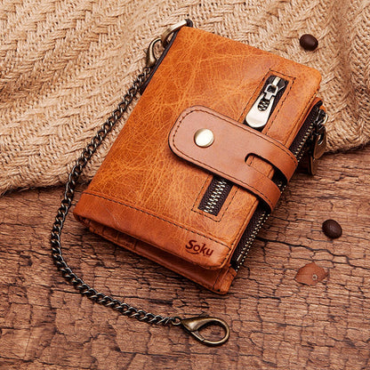 Cartera Billetera Hombre/mujer Piel Genuina Bloqueo Rfid