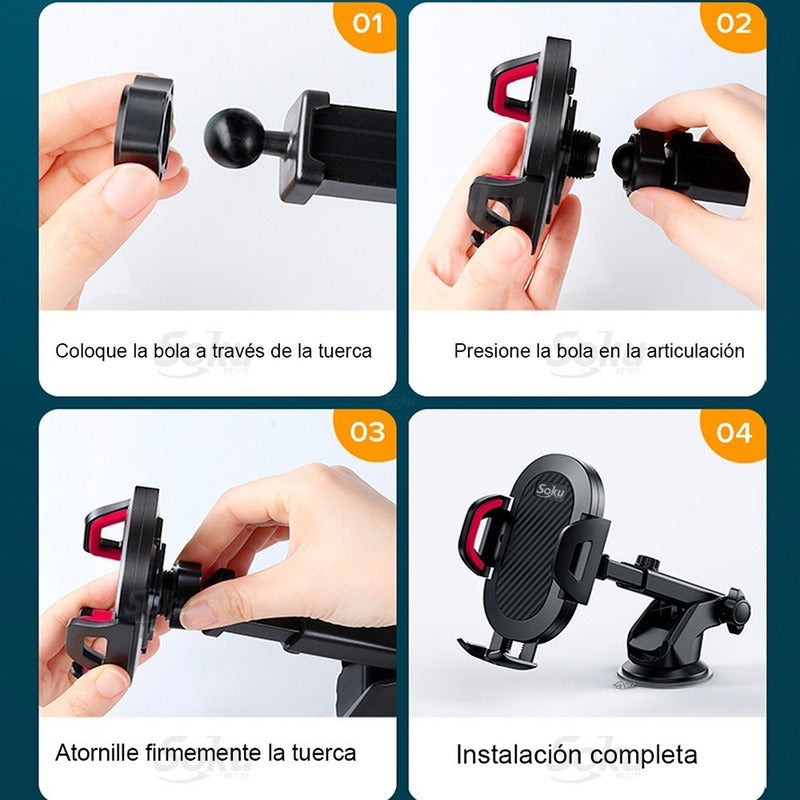 Porta Celular Soporte Gps Auto Universal Manos Libres 360º