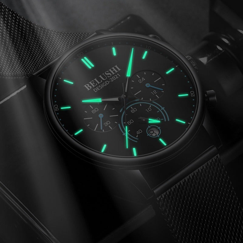 Reloj Hombre Acero Inoxidable Cronógrafo Real Fluorecente Bs