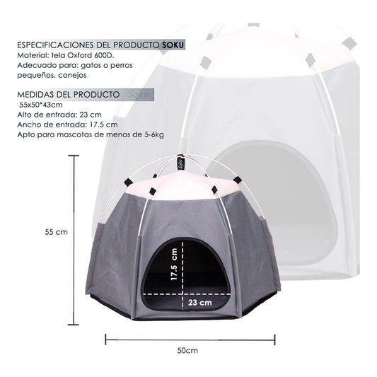 Soku Casa Perro Gato Mascota Carpa Interior Portable Estilo