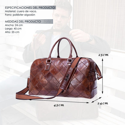Exquisito Maletin Bolso Viaje Gym Piel Original Premium Soku