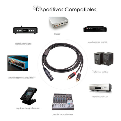 Soku Cable Xlr A 2 Rca A Mezcladora Amplificador Dj Hifi 3m