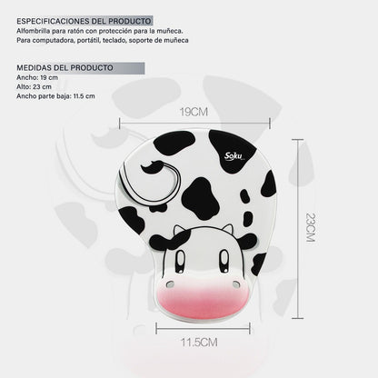 Tapete Ratón Ergonómico Mouse Pad Vaca Antiderrapante
