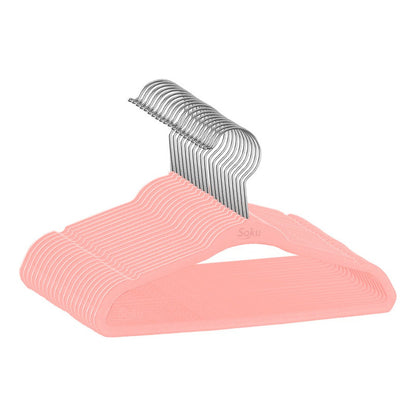 Set 20 Ganchos Acero Terciopelo Organizador Closet Durable