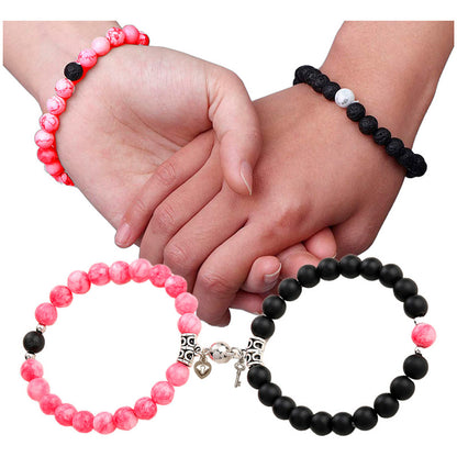 Pulseras Duo Pareja Piedra Iman  Amor Llave Candado