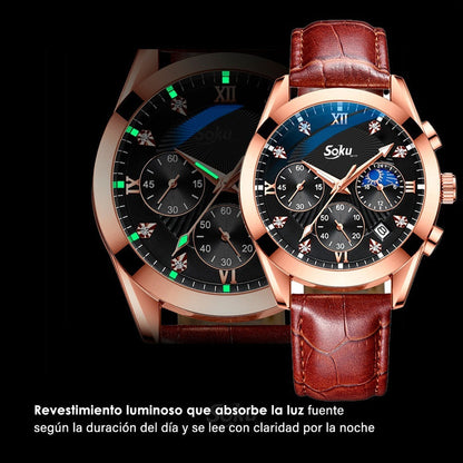 Reloj Cuero Cronometro Real Fechador Original Impermeable