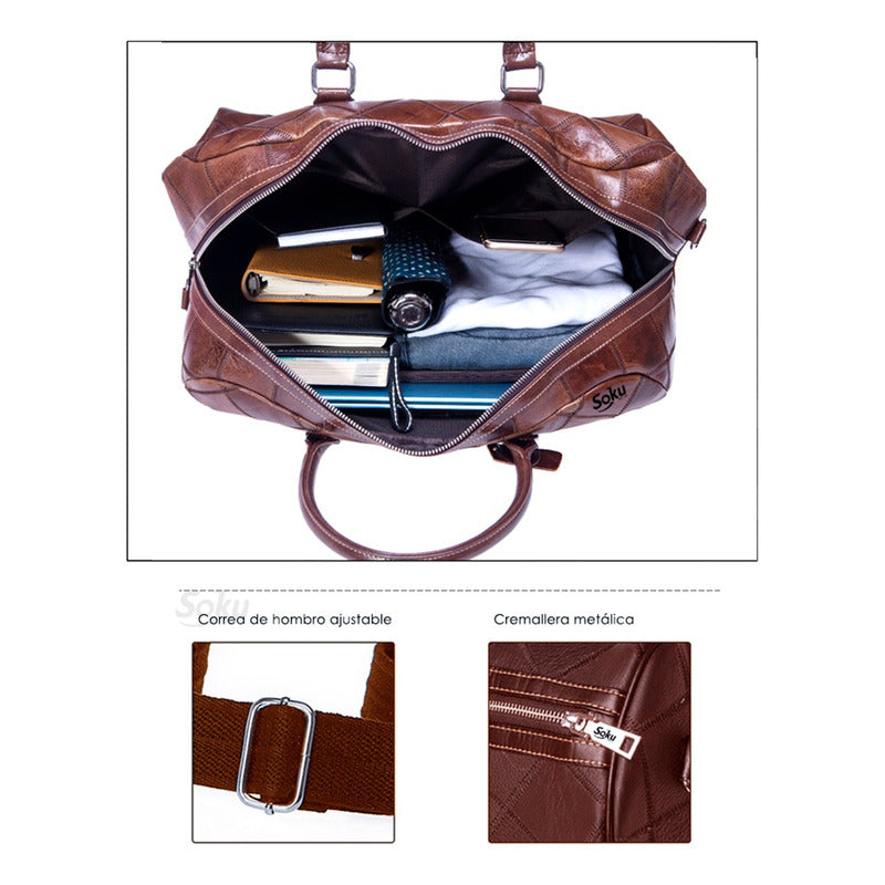 Exquisito Maletin Bolso Viaje Gym Piel Original Premium Soku