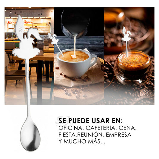 4x Soku Cuchara Café Personalizada Conejo Fiesta Inoxidable