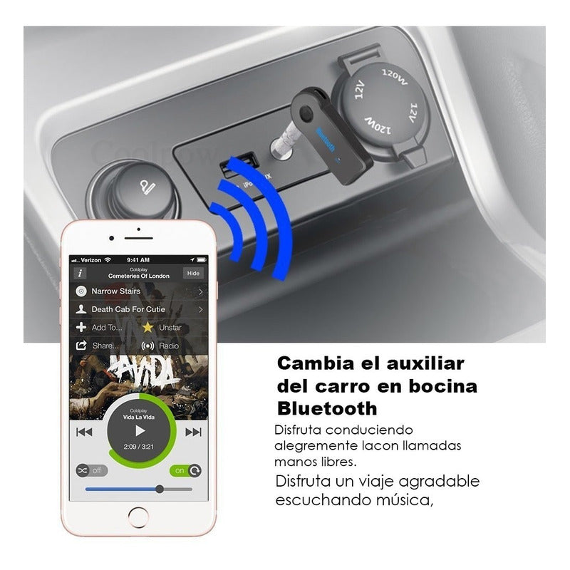 Adaptador De Audio 3.5mm A Bluetooth Autoestéreo Musica Call
