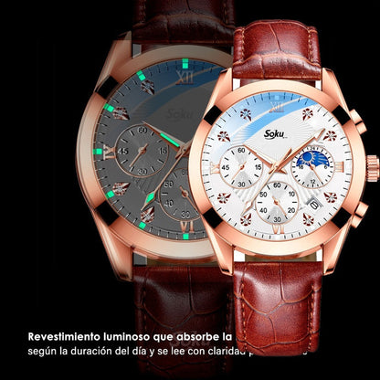 Reloj Cuero Cronometro Real Fechador Original Impermeable
