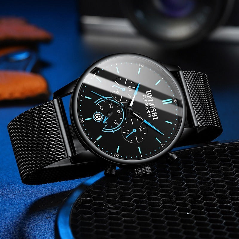 Reloj Hombre Acero Inoxidable Cronógrafo Real Fluorecente Bs