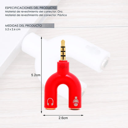 Mini Adaptador Divisor Audio Microfono Bocinas Calidad Rd