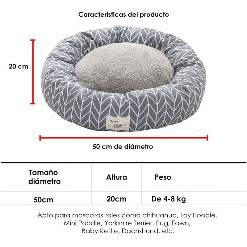 Cama Nido Perro Gato Firme Extra Suave Cojin Extraible Lino