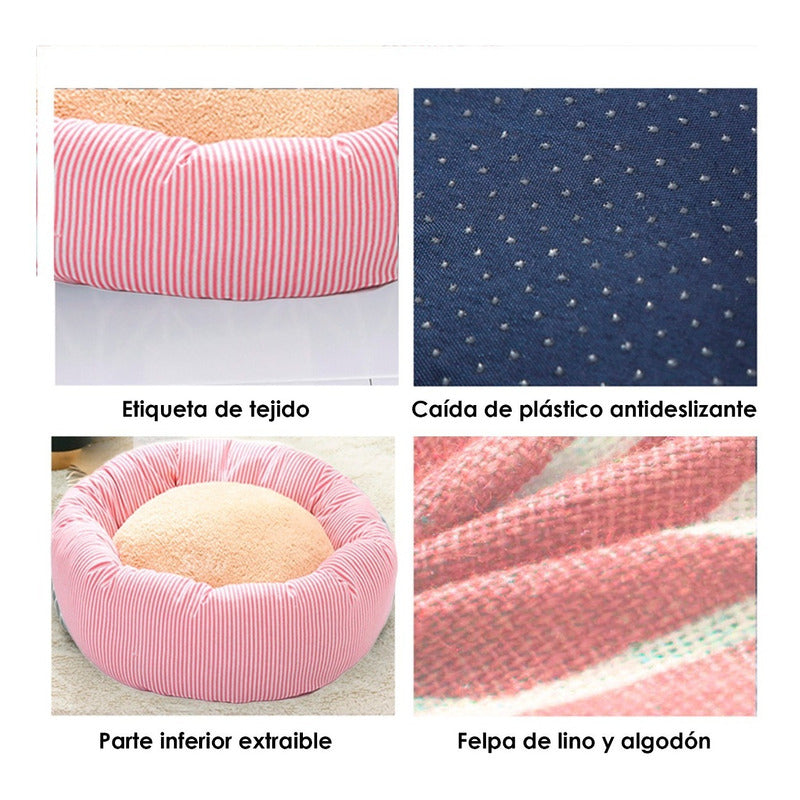 Cama Nido Perro Gato Firme Extra Suave Cojin Extraible Lino