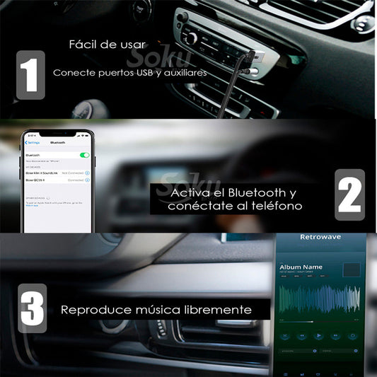 Transmisor Bluetooth A Cable Auxiliar 3.5mm Usb Hifi Mic Pro
