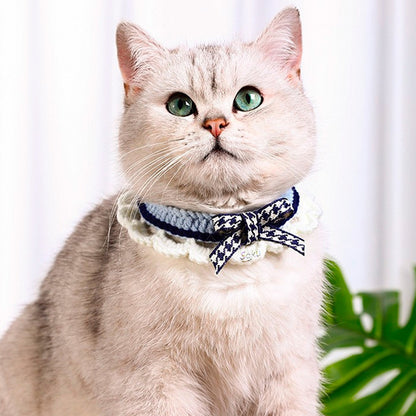 Soku Collar Bordado De Lana Moño Para Gato Super Kawaii