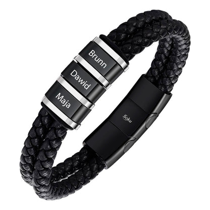Soku Pulsera Personalizada Piel Acero Inoxidable Titanio