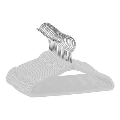 Set 20 Ganchos Acero Terciopelo Organizador Closet Durable