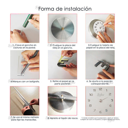 Soku Reloj De Pared 3d Sala Oficina Gigante Durable