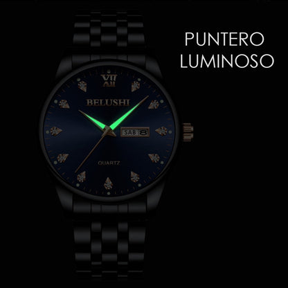 Reloj Acero Inoxidable Brillantes Fechador Contra Agua Bs