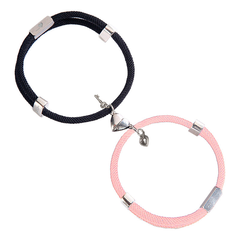 Kit 2 Brazaletes Magnéticos Pulsera  Llave Y Candado Parejas