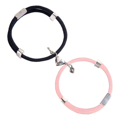 Kit 2 Brazaletes Magnéticos Pulsera  Llave Y Candado Parejas
