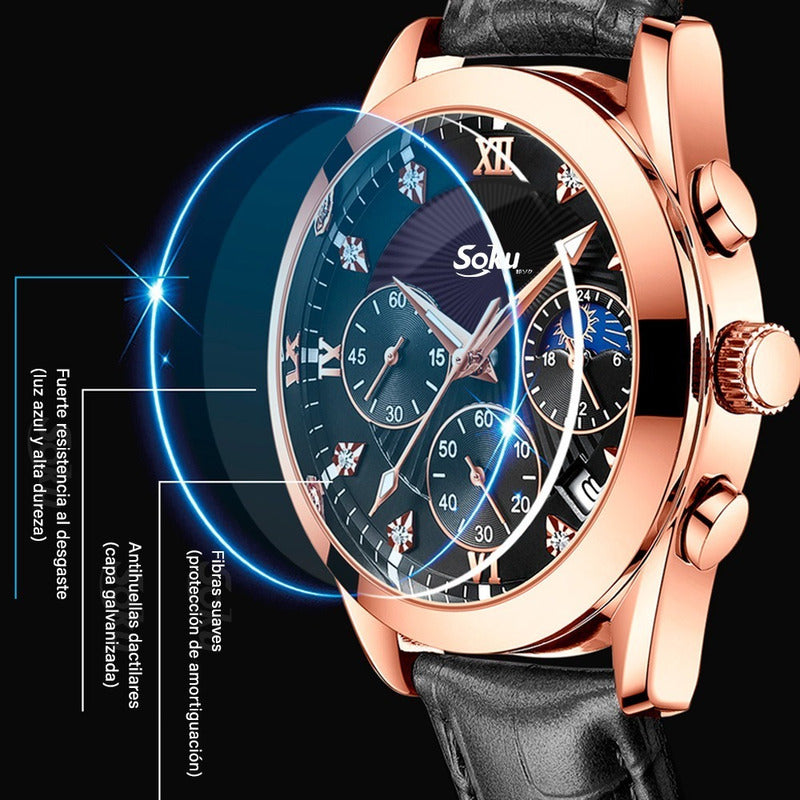 Reloj Cuero Cronometro Real Fechador Original Impermeable