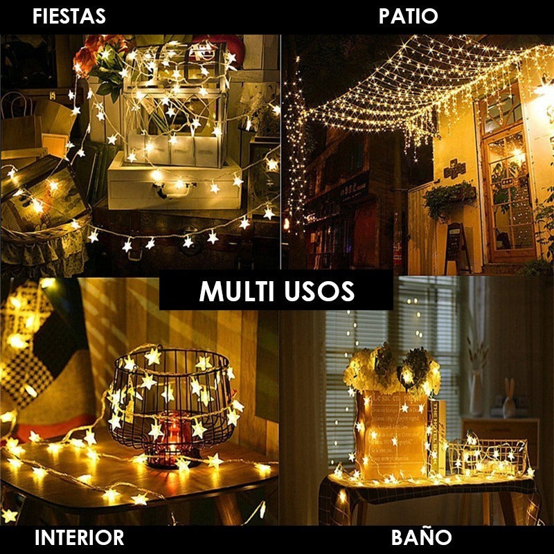 Usb Serie Luces Estrella Bodas Eventos Fiesta 20 Leds 3m