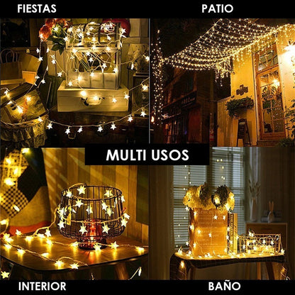 Usb Serie Luces Estrella Bodas Eventos Fiesta 20 Leds 3m