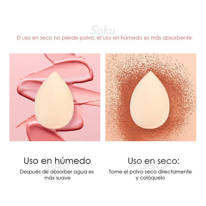 Set 4 Esponjas Maquillaje Humedo Seco Foam Recargas Soku