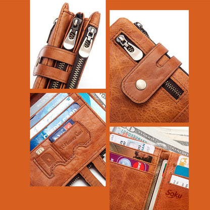 Cartera Billetera Hombre/mujer Piel Genuina Bloqueo Rfid