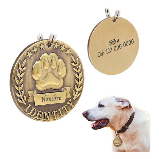 Soku Placa Perro Personalizada Huella Tag Inoxidable Premium
