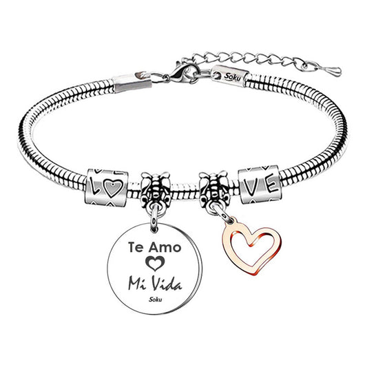 Soku Pulsera Acero Inoxidable Regalo Pareja Mama Novia Cora