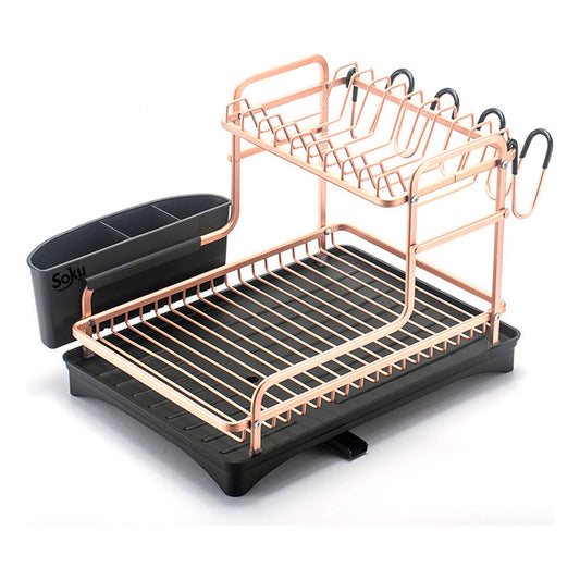 Escurridor Seca Trastes 2 Niveles Aluminio Cubiertos Charola