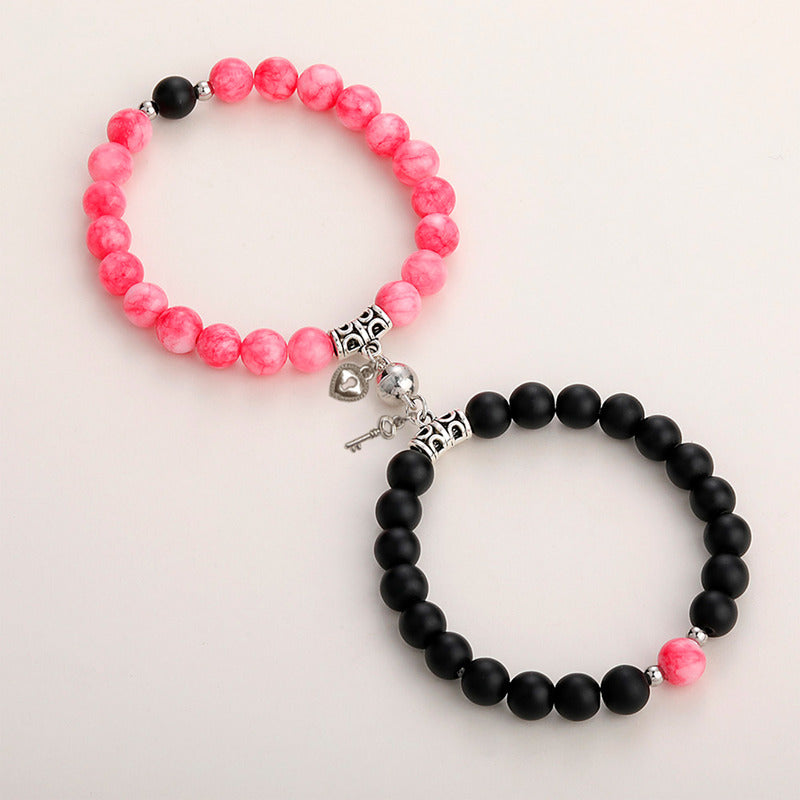 Pulseras Duo Pareja Piedra Iman  Amor Llave Candado