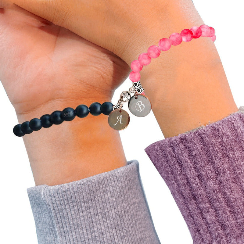 Pulseras Duo Pareja Piedra Iman Eterno Dije Personalizable