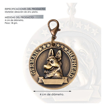 Placa Perro Personalizada Inoxidable  Razas Medalla Grande