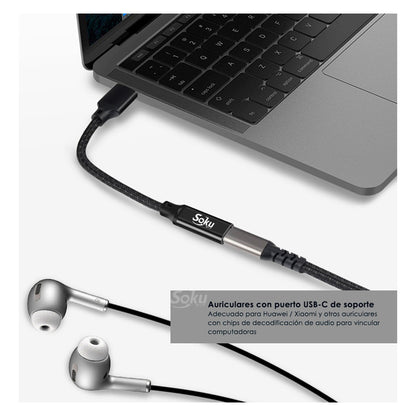 Soku Adaptador Usb 3.2 A Tipo C 3a Hembra Audio Ultra Rapido