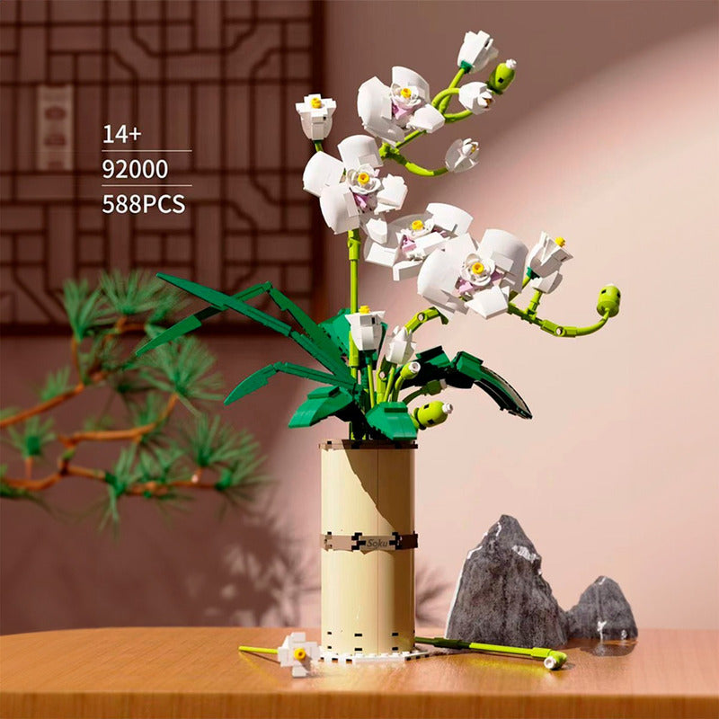 Soku Flores Orquideas Blancas Bloques Construcción Decora