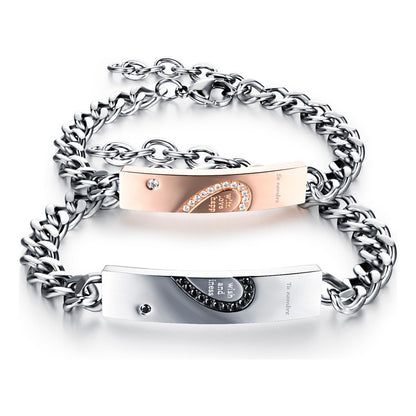 2 Pulseras Personalizadas Parejas Cora Inoxidable Por Vida