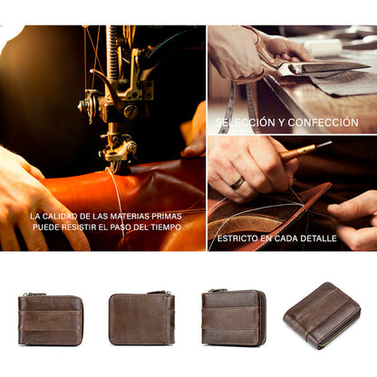 Soku Cartera Bloqueo Rfid Cierre Dura Piel Genuina Premium