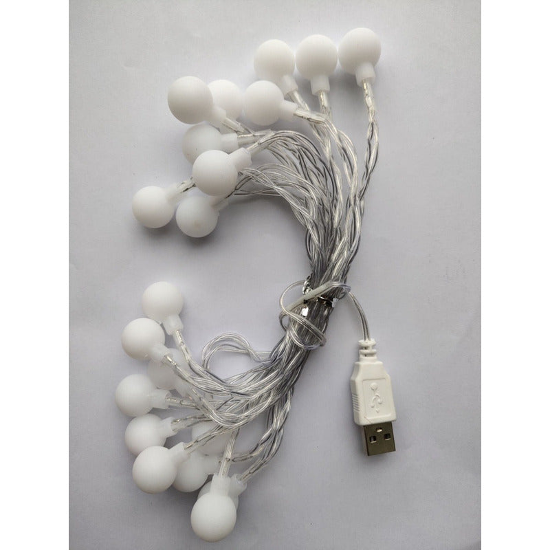 Usb Serie Luces Bodas Eventos Fiesta 20 Esferas Leds 3m