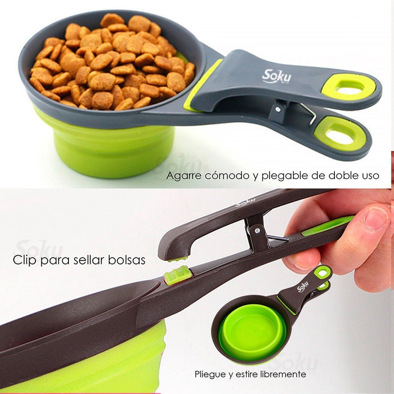 Soku Cucharón Tazón Plegable Croquetas Clip Sellador  3 En 1