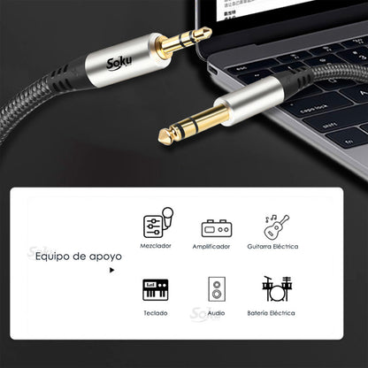 Soku Cable Amplificador Estéreo Trs 3.5 Mm A 6.35 Multimedia