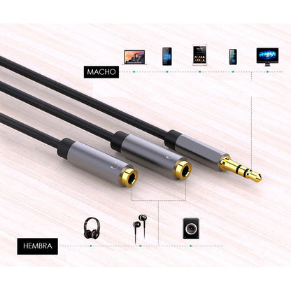 Cable Divisor Audio 3.5mm 3 Polos Macho A 2 Hembra Parejas