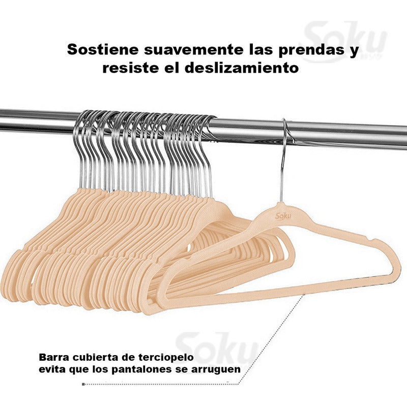 Set 10 Ganchos Acero Terciopelo Organizador Closet Durable