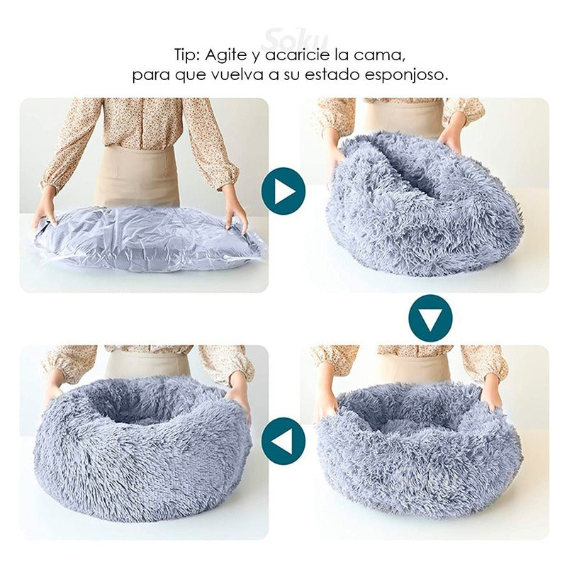 Cama Perro Cojin Puff Gato Anti Estres Extra Suave Mascota