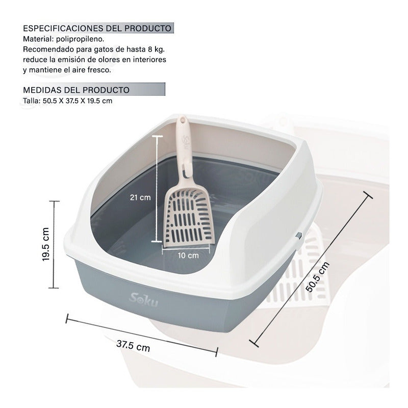 Arenero Gato Extension Anti Derrame Pala Caja Extra Grande